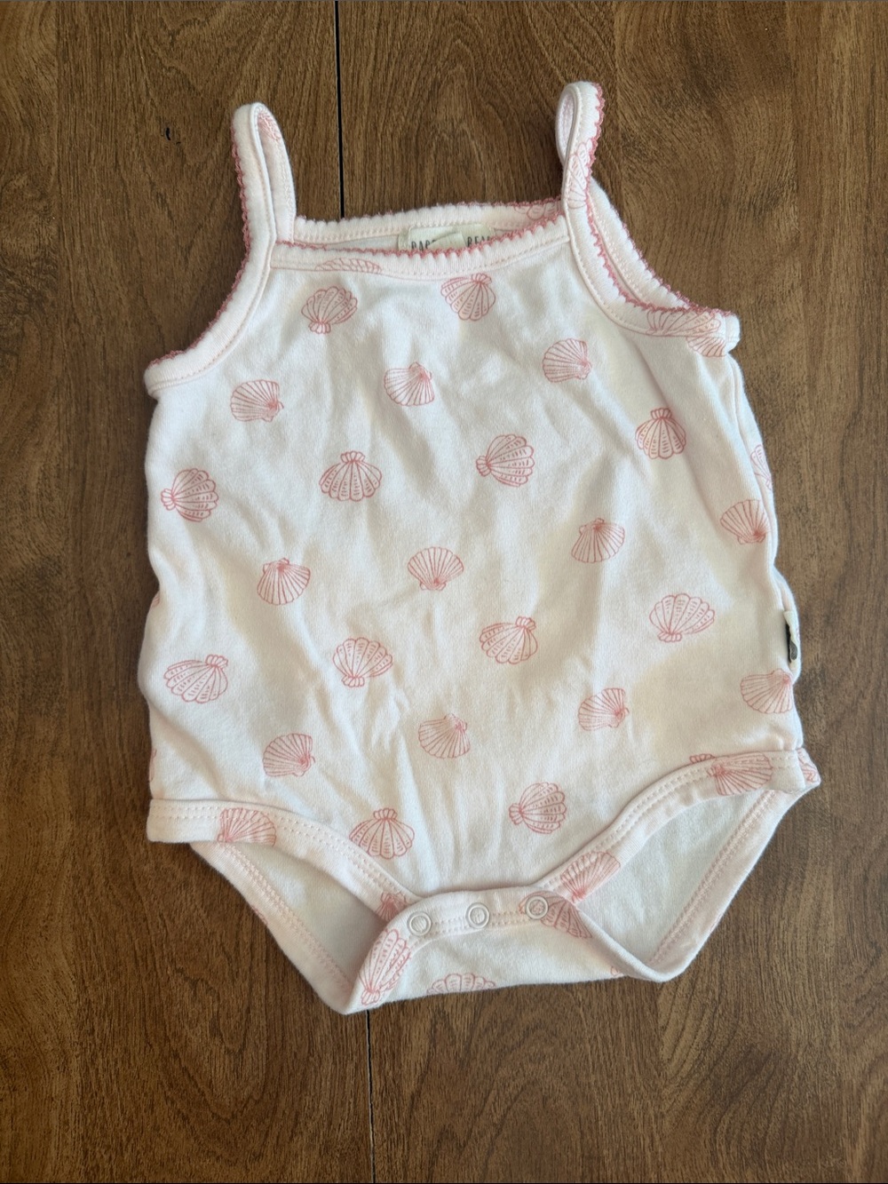 Rabbit Bear Organic Baby Shell Print Sleeveless Onesie in Light Pink